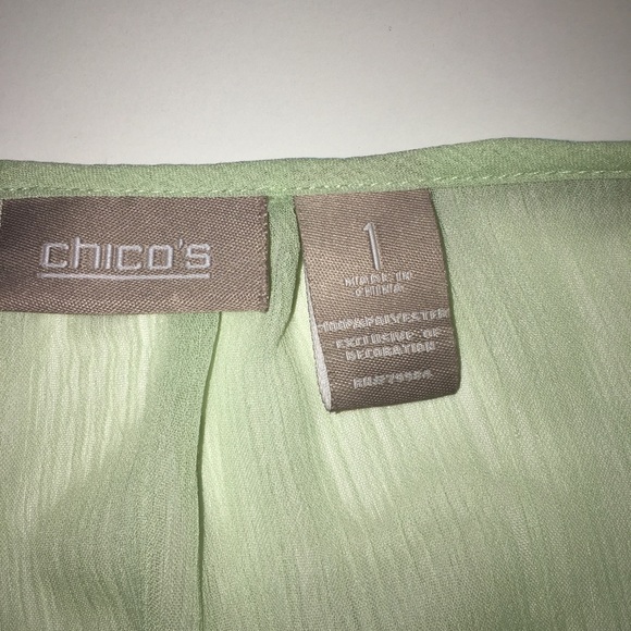 Chico's Women's Sheer Green SS Top Size 1 - Picture 4 of 6
